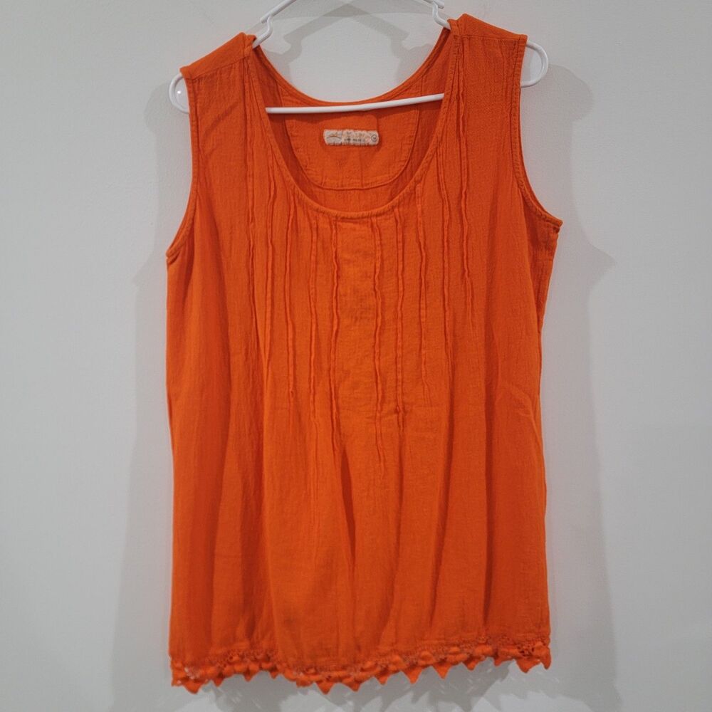 Manta Del Lago Womens Tunic Top Size Medium Orange‎ Artsy Summer Beach